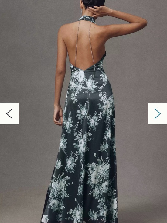 BHLDN Dresses & Skirts - BHLDN Dark Blue Floral Backless Halter Maxi Dress